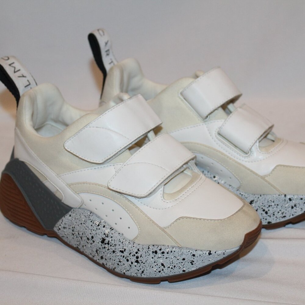 NEW STELLA MCCARTNEY ECLYPSE LEATHER SUEDE SNEAKERS SZ EU 35 CREAM WHITE